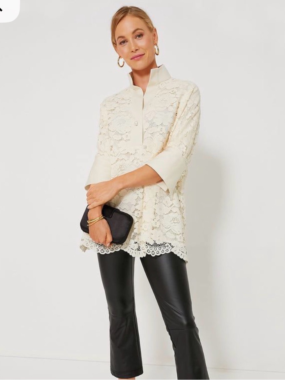 Tuckernuck Cream Lace Tunic Blouse